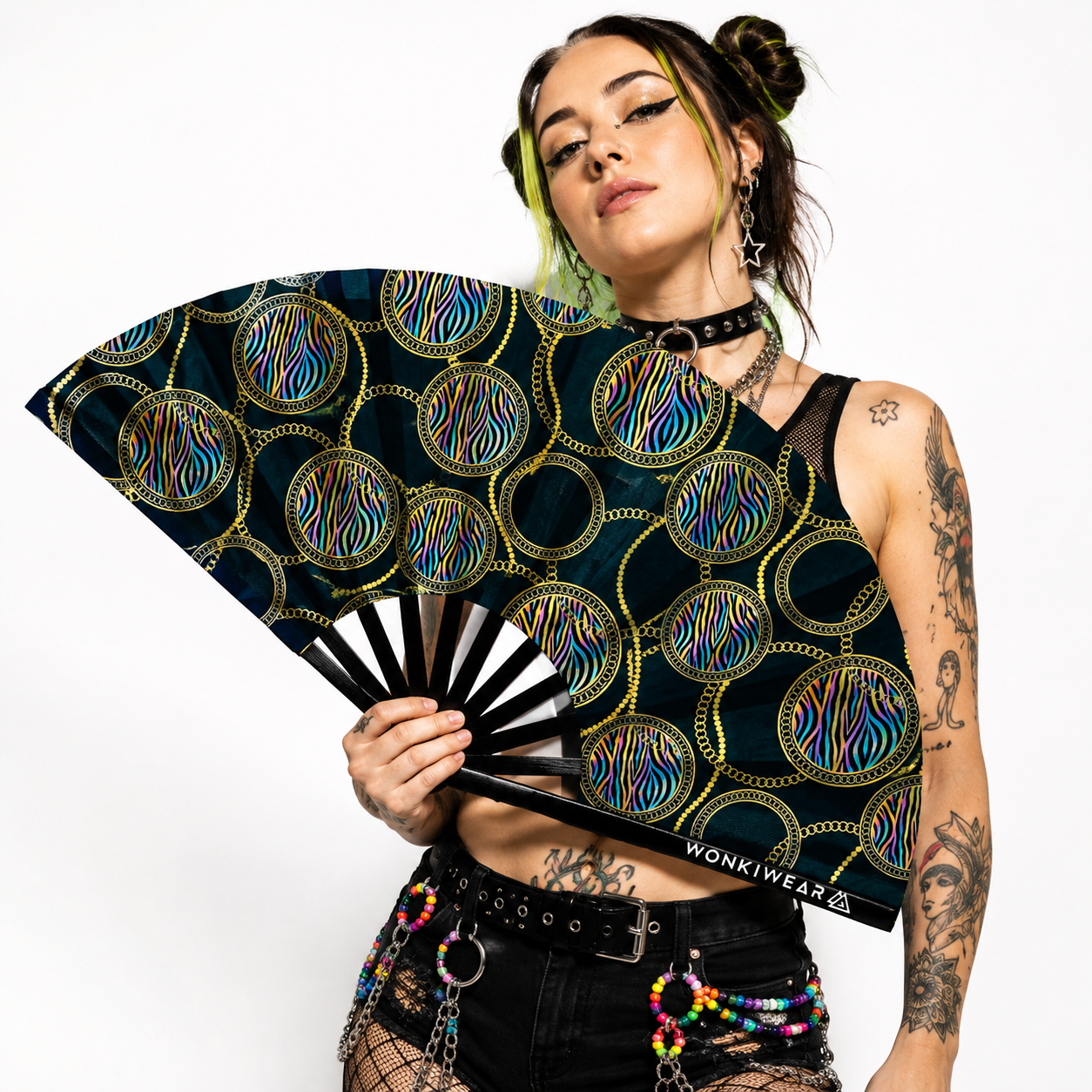XL UV Reactive Luxury Festival Fan – Posh Stuff Rave Clack Fan