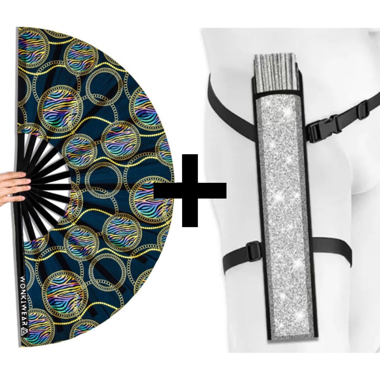 XL UV Reactive Luxury Festival Fan – Posh Stuff Rave Clack Fan