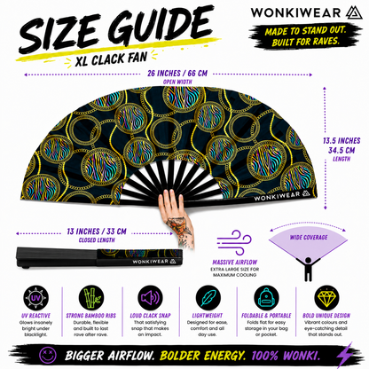 XL UV Reactive Luxury Festival Fan – Posh Stuff Rave Clack Fan