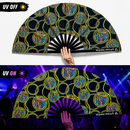 XL UV Reactive Luxury Festival Fan – Posh Stuff Rave Clack Fan