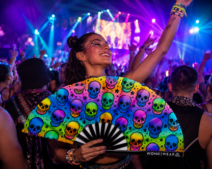 XL UV Reactive Skull Festival Fan – Trick or Treat Rave Clack Fan
