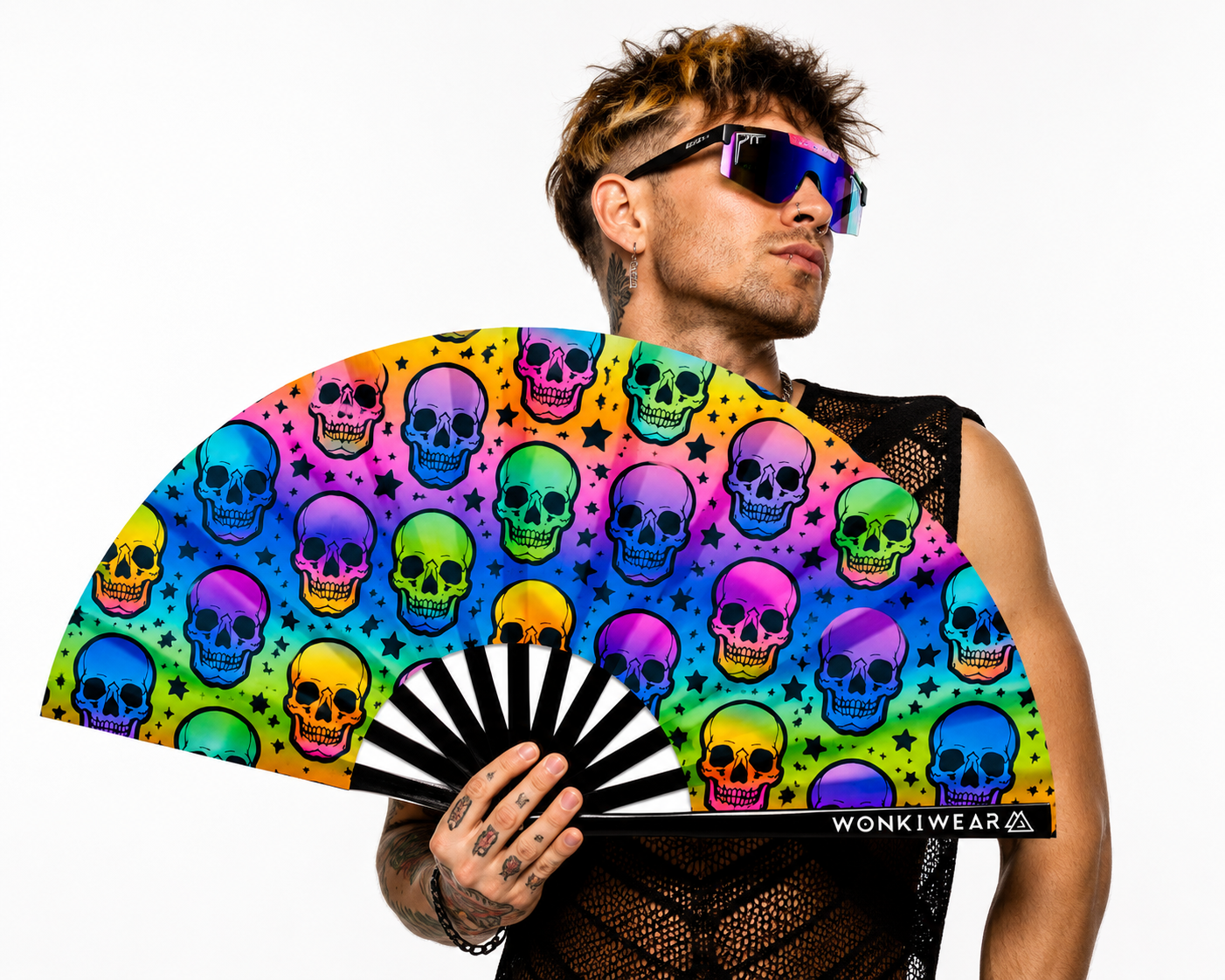 XL UV Reactive Skull Festival Fan – Trick or Treat Rave Clack Fan