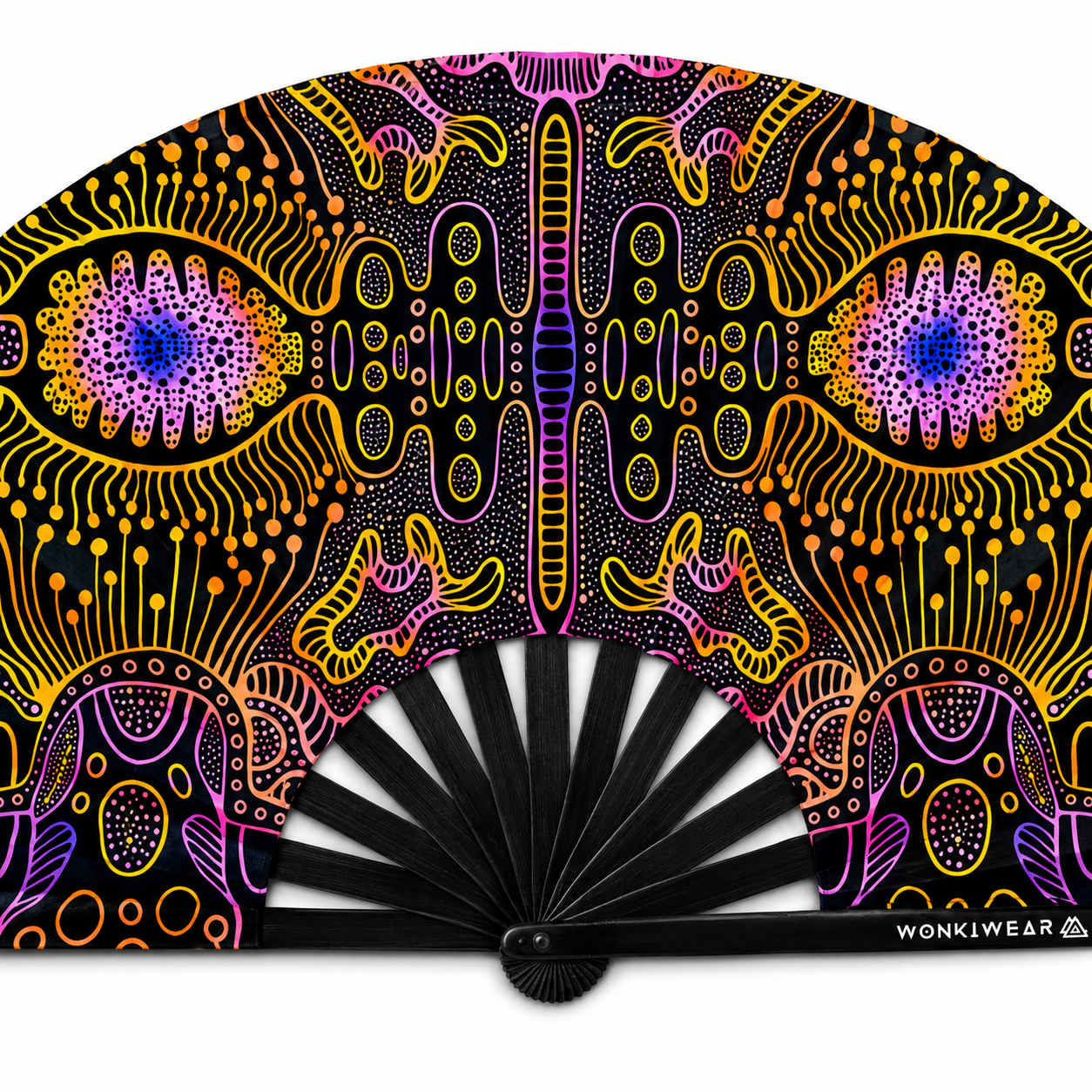XL UV Reactive Techno Psytrance Festival Fan – Neon Rave Clack Fan