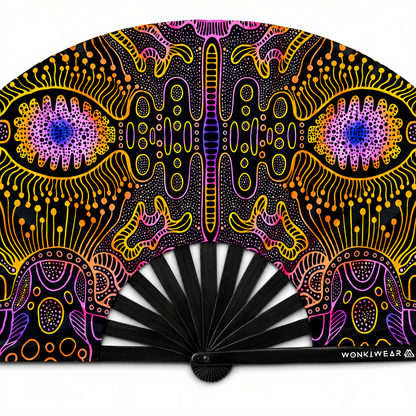 XL UV Reactive Techno Psytrance Festival Fan – Neon Rave Clack Fan