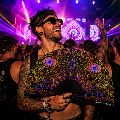 XL UV Reactive Techno Psytrance Festival Fan – Neon Rave Clack Fan