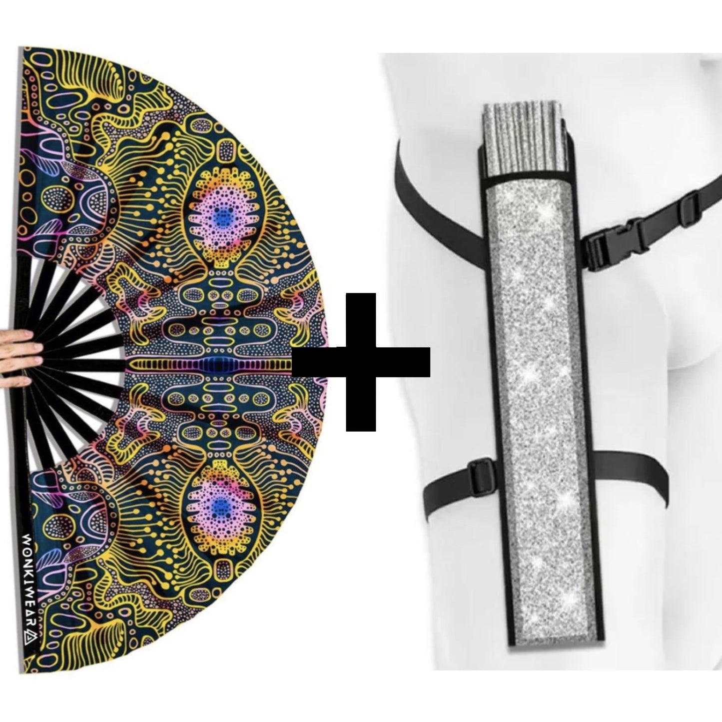 XL UV Reactive Techno Psytrance Festival Fan – Neon Rave Clack Fan