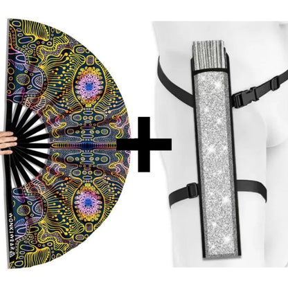 XL UV Reactive Techno Psytrance Festival Fan – Neon Rave Clack Fan
