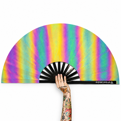XL Festival Fan – Flash Reflective Oil Slick Rainbow Rave Fan