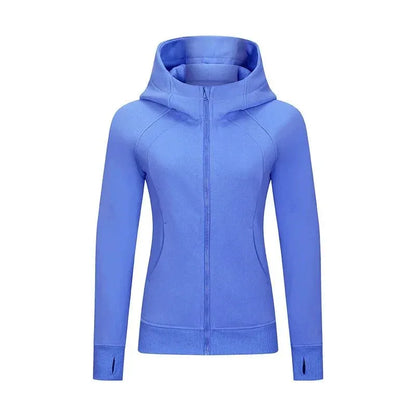 Sports Wear Hoodie Jacket for Women With Thick Zipper - Full Zip Fitness Coat Running Sweater WDQ028