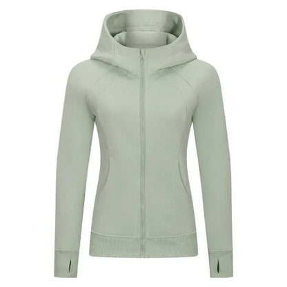 Sports Wear Hoodie Jacket for Women With Thick Zipper - Full Zip Fitness Coat Running Sweater WDQ028