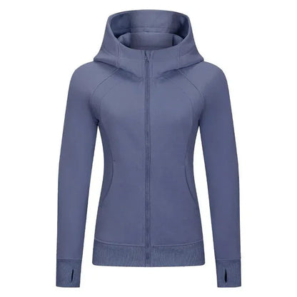 Sports Wear Hoodie Jacket for Women With Thick Zipper - Full Zip Fitness Coat Running Sweater WDQ028