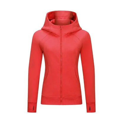 Sports Wear Hoodie Jacket for Women With Thick Zipper - Full Zip Fitness Coat Running Sweater WDQ028