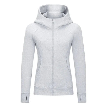 Sports Wear Hoodie Jacket for Women With Thick Zipper - Full Zip Fitness Coat Running Sweater WDQ028