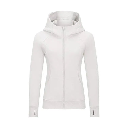 Sports Wear Hoodie Jacket for Women With Thick Zipper - Full Zip Fitness Coat Running Sweater WDQ028