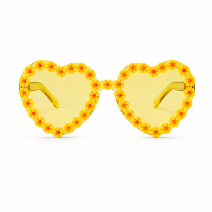 Yellow Daisy Heart Colour Therapy Glasses