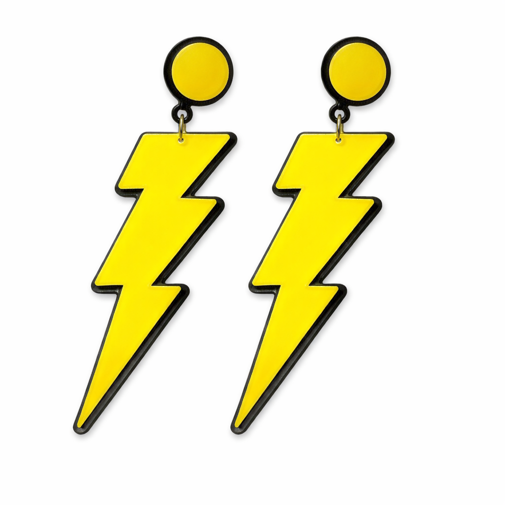 Yellow Lightning Bolt Earrings UK – Bold Statement Drop Earrings (Bright Acrylic Jewellery)