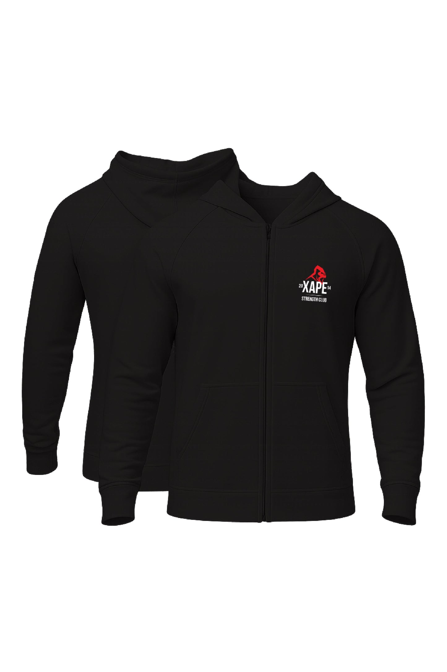 XAPE Classic Strength Logo Oversized Zip Hoodie - Black